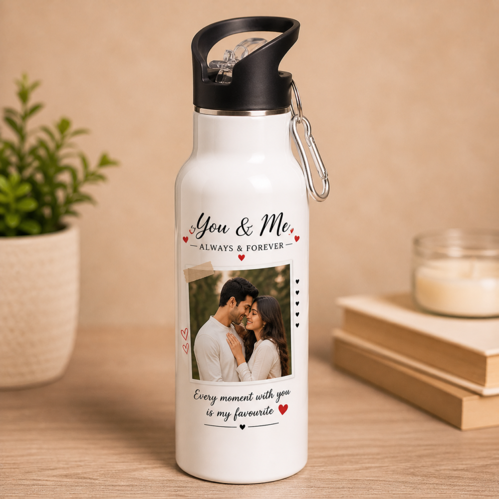 Personalized Photo Water Bottle | Custom Name & Photo Printed Bottle