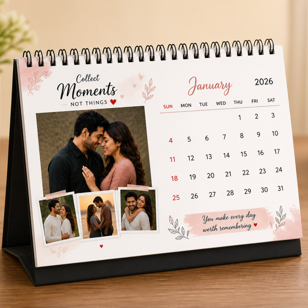 Personalized Photo Desk Calendar 2026 | Custom Couple Calendar Gift